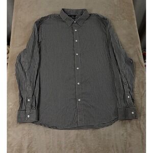 Faherty Reserve The Movement Shirt Mens Size 2XL Gingham Navy Cream Stretch EUC